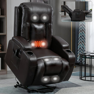 English Elm Infinite Power Lift Recliner with Massage Heating and Usb for Elderly Support W1803S00057