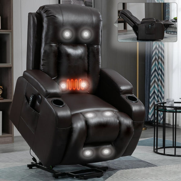 English Elm Infinite Power Lift Recliner with Massage Heating and Usb for Elderly Support W1803S00057