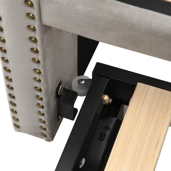 English Elm Twin Upholstered Daybed with Pop-Up Trundle, Space-Saving Guest Bed with Slats, Hydraulic Wheels, 81.9" L Gray SF000133AAE