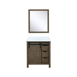 English Elm Rustic 30" Brown Bath Vanity with Cultured Marble Countertop, Soft-Close Drawers & 28" Mirror B2731S00798