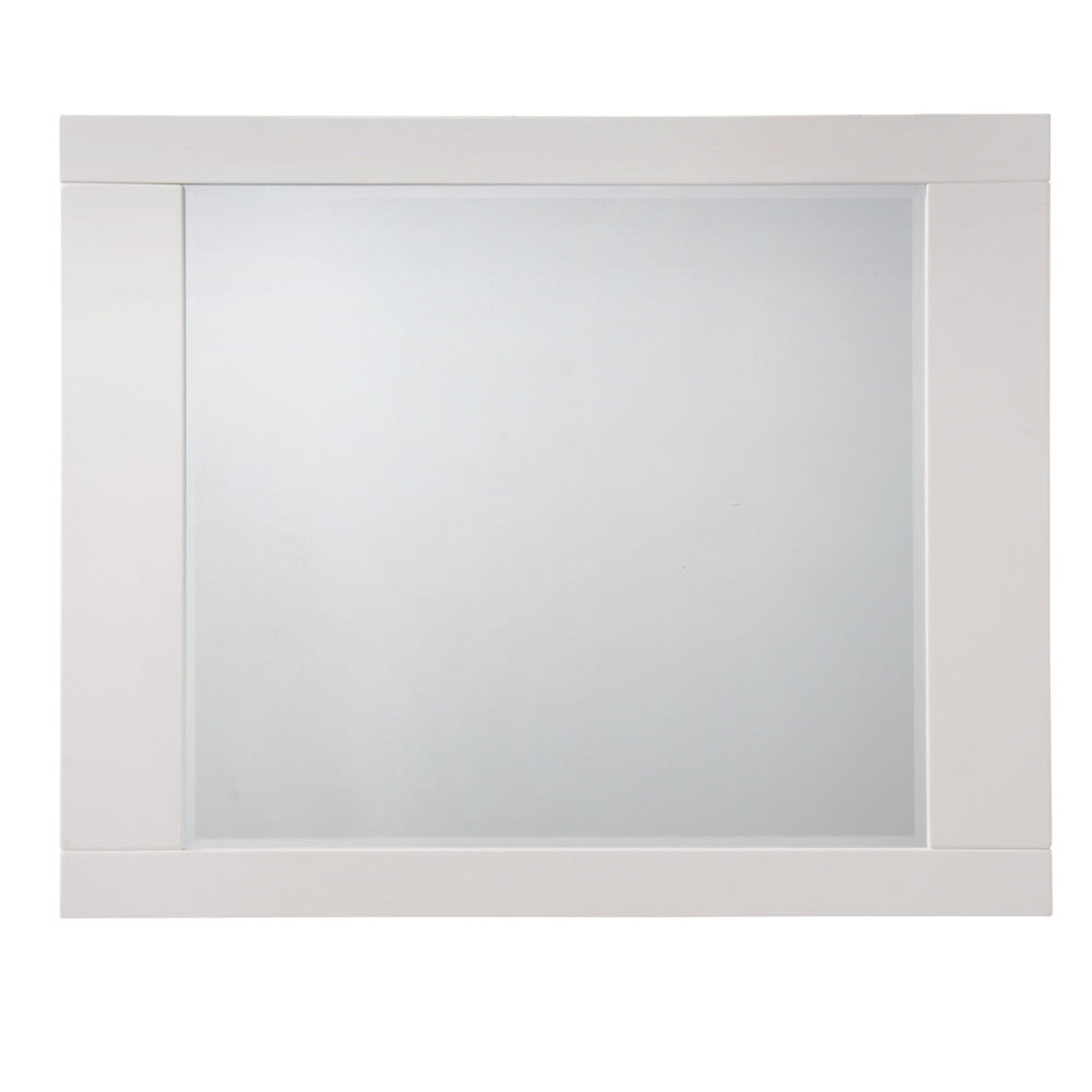 English Elm Naima White High Gloss Mirror with Beveled Edge 35x31" Rubberwood Frame Durable Stylish Reflective Interior B2726P261855