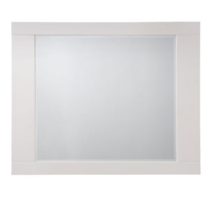 English Elm Naima White High Gloss Mirror with Beveled Edge 35x31" Rubberwood Frame Durable Stylish Reflective Interior B2726P261855