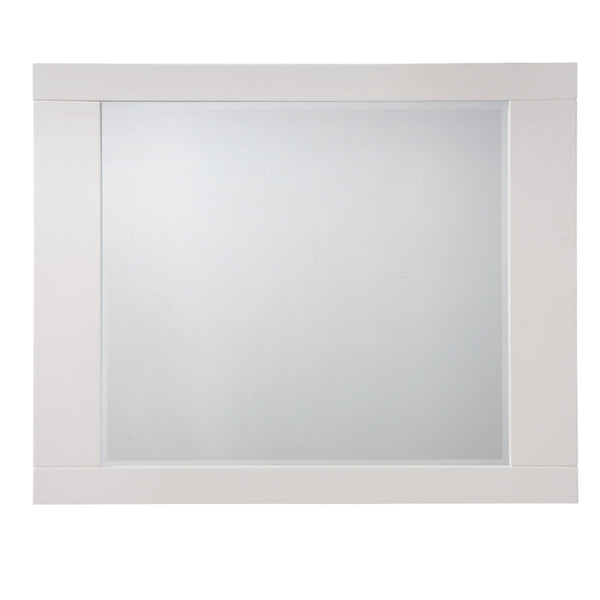 English Elm Naima White High Gloss Mirror with Beveled Edge 35x31" Rubberwood Frame Durable Stylish Reflective Interior B2726P261855