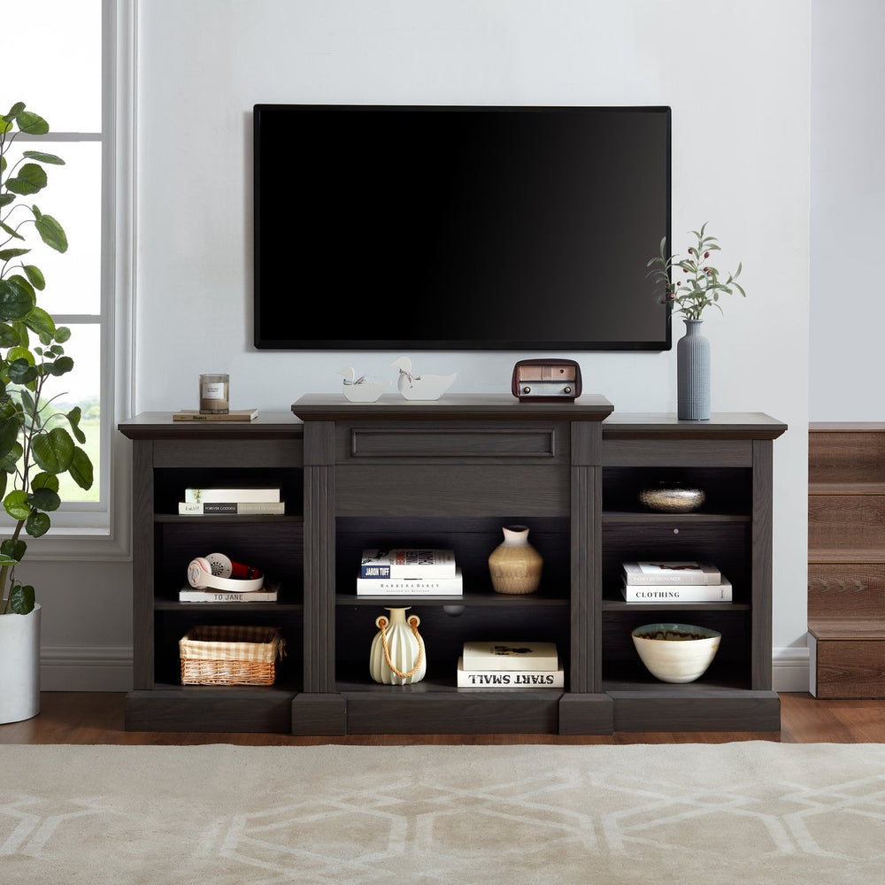English Elm Media Console Large Grey TV Stand for 65" TVs with Ample Storage, 5 Adjustable Shelves & Cable Management W1758P206559