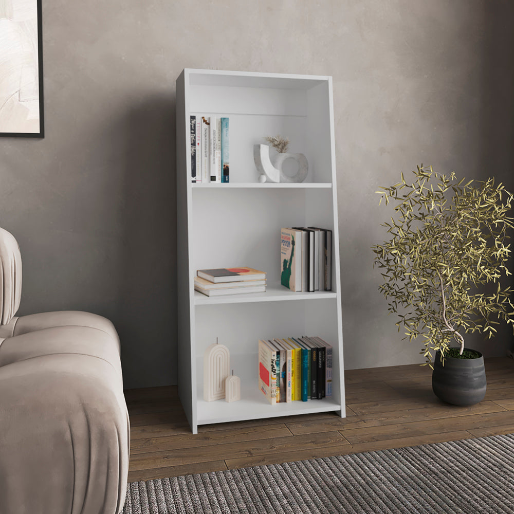English Elm Bookcase Piney White Engineered Wood – 3 Spacious Shelves, Contemporary Office Living Room Storage (93) B092P245914