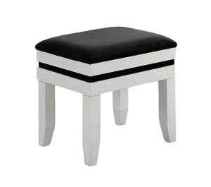 English Elm Contemporary Glam Vanity with Rhinestone Trim and Tempered Glass Top, High Gloss Finish, Illuminated Appeal Black,White 38 L x 23 W x 35 H B2741S00684