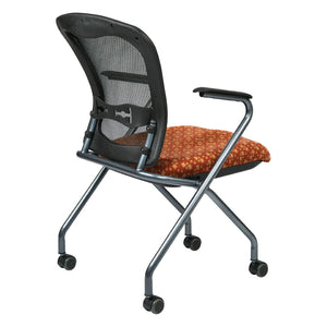 OSP Home Furnishings Deluxe Pro-line Ii Folding Nesting Armchair with Mesh Back and Lumbar Support Marigold 84440-K111