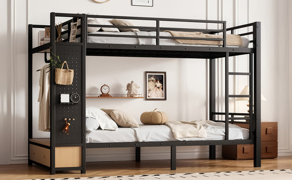 English Elm Full Size Pine Loft Bed House Frame with Slide Bookshelves and Moon Star Rails W1580S00589