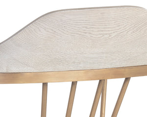 Sunpan Demi Dining Chair - Classic Elegance with Antique Brass Spindles and Solid Oak Wood Base for Dining Rooms Grey