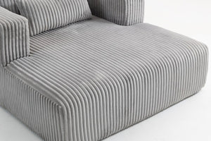 English Elm Sofa Bed Compact Corduroy Convertible Sleeper with Lumbar Pillows for Studio Apartments Grey W3326P345961