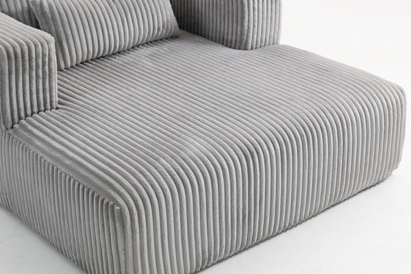 English Elm Sofa Bed Compact Corduroy Convertible Sleeper with Lumbar Pillows for Studio Apartments Grey W3326P345961