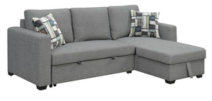 English Elm Wallace & Bay - Gray Reversible Pop-Up Sleeper Sectional with Fossil Gray Finish, Engineered Wood, Easy Care, 87.5" Square Modern Comfort B2709S00032