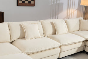English Elm Modern Chenille Sectional Sofa Modular Sleeper with Ottoman Chaise and Waist Pillows W2530S00020