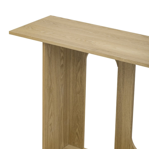 English Elm U_Style Modern Curved Ash Veneer Console Table With Shelf For Stylish Entryway & Living Room Décor N711P241287O-GIGA