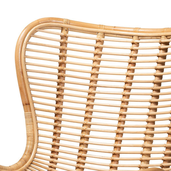 English Elm Modern Handcrafted Rattan Accent Chair with Black Metal Frame for Boho Living Spaces B2750P470079