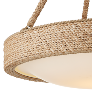 Hopscotch Chandelier - Elegant Abaca Rope Design with Frosted Glass Diffuser, LED & Adjustable Height