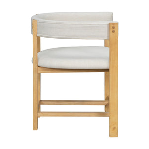 English Elm Dining Arm Chairs Set of 2 Barrel Back Rubberwood Frame with Cushioned Upholstery Beige+Natural N771P243844N