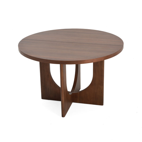 English Elm Christopher Knight Home® - 5PCS Mid-Century Modern Dining Set with Round Wood Table and Upholstered Fabric Chairs, Sleek Design Cappuccino,Walnut 58915.00DGY_N771P240935T