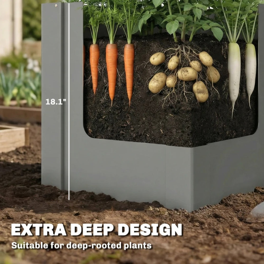 English Elm Balcony Galvanized Steel Planter Box Deep Root Outdoor Garden Bed Patio Ready T3971P481357