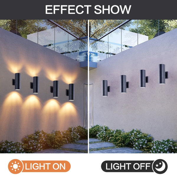 English Elm 12in Matte Black Aluminum Outdoor Wall Sconces up Down Lighting for Porch Patio Set of 4 W2312P416007