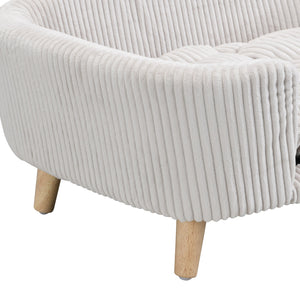 English Elm Christopher Knight Home® - Elevated Dog Bed Frame with Corduroy Pet Couch, Rubber Wood Legs, Supportive Foam for Small Dogs Beige N779P179967A