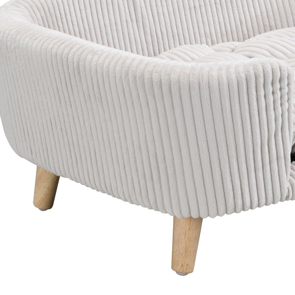 English Elm Christopher Knight Home® - Elevated Dog Bed Frame with Corduroy Pet Couch, Rubber Wood Legs, Supportive Foam for Small Dogs Beige N779P179967A