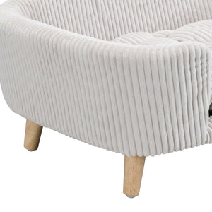 English Elm Elevated Pet Sofa with Corduroy Upholstery Rubberwood Legs and Supportive Foam for Small Dogs Beige N779P395017A