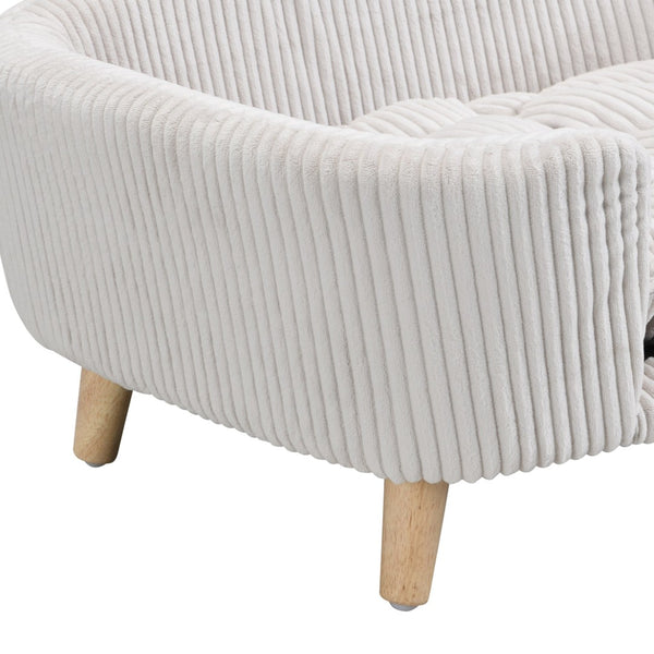 English Elm Elevated Pet Sofa with Corduroy Upholstery Rubberwood Legs and Supportive Foam for Small Dogs Beige N779P395017A