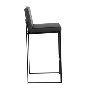 English Elm Fuji High Back Barstool Set Of 2 In Black Steel & Faux Leather - Stylish Comfort For Modern Spaces B202P222181