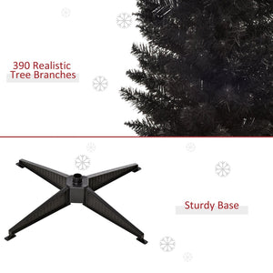 English Elm Homcom Slim Black Pencil Christmas Tree 6ft Artificial with 390 Branch Tips Unlit W2225P229803