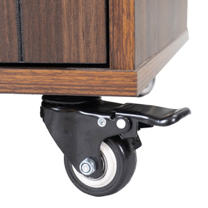 English Elm K&K Kitchen Island with Tilt-Out Trash Can, Drop Leaf Counter, Adjustable Shelf, Rolling Cart Walnut Brown WF326381AAZ