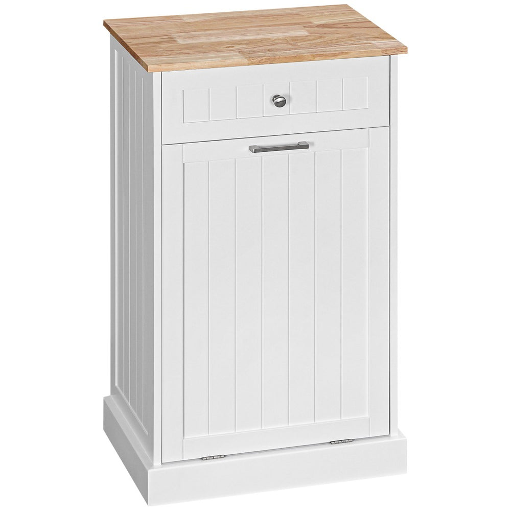 English Elm Kitchen Tilt Out Trash Cabinet with Solid Oak Top and Pull Out Drawer Storage T3971P389461