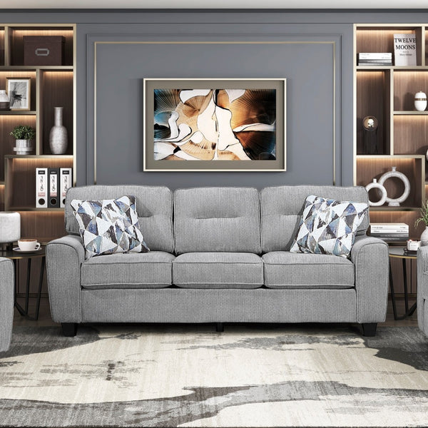 English Elm Contemporary Chenille 3 Piece Sofa Set with Pocket Coil Support and Reversible Cushions Gray B011S02476