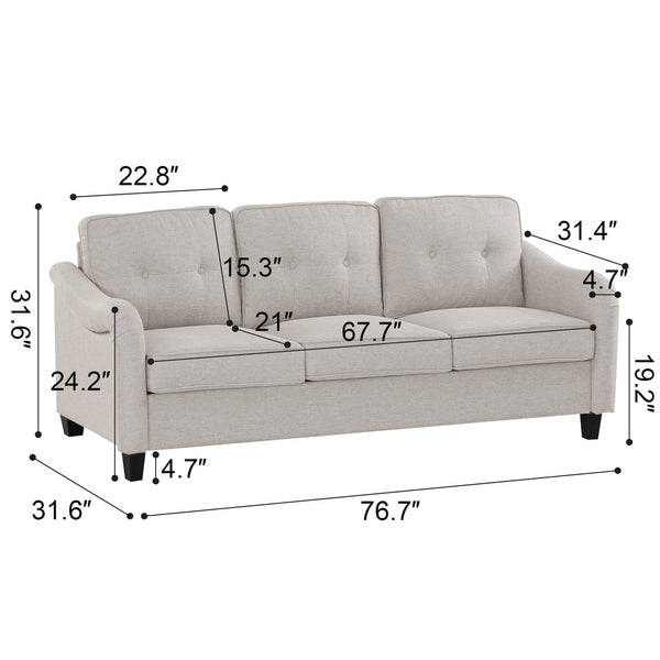 English Elm 3 Piece Living Room Sofa Set – Modern 3-Seater, 2-Seater Loveseat & Accent Armchair For Comfort W680S00083