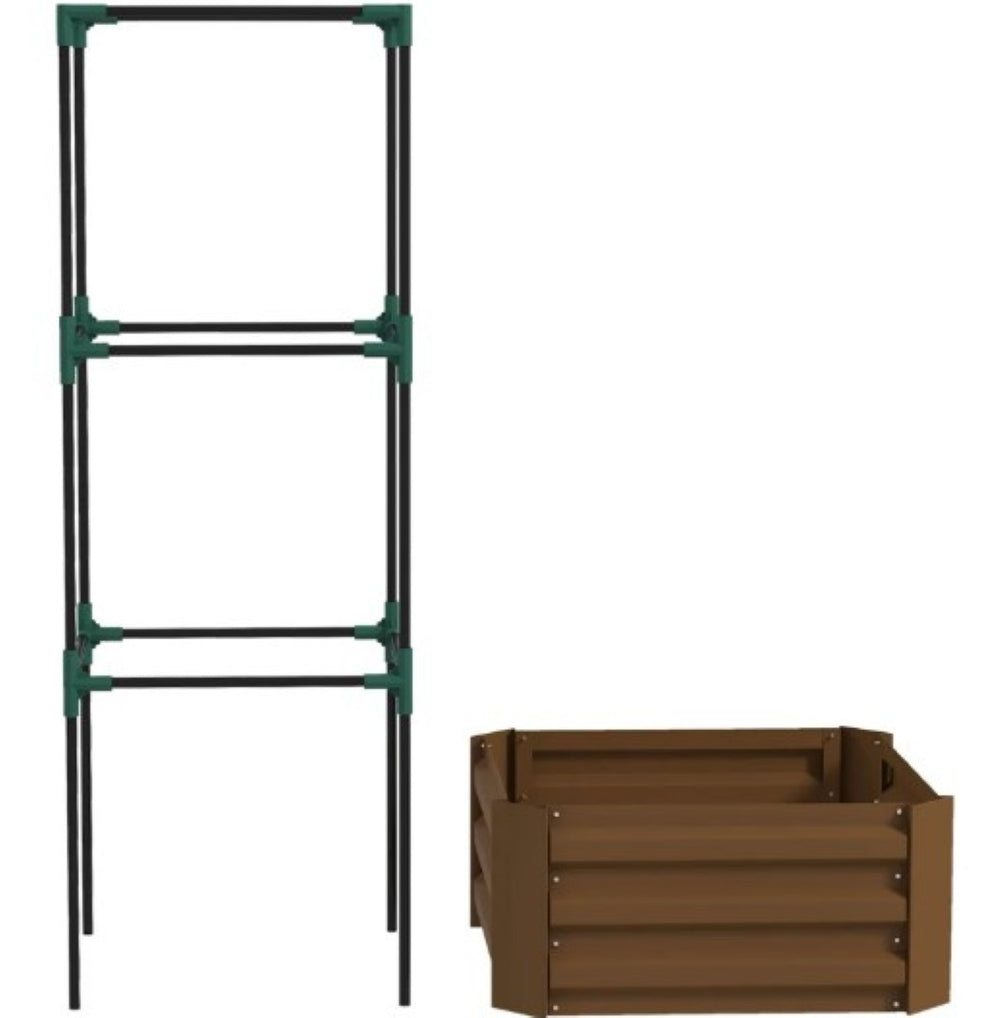 English Elm Garden Galvanized Steel Raised Planter with Integrated Trellis for Climbing Vegetables T3971P422763