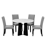 English Elm 5-Piece Round Dining Table Set, 43-Inch Modern Dining Table and 4 Upholstered Chairs For Dining Room, Kitchen Room, Living Room, Easy Assembly