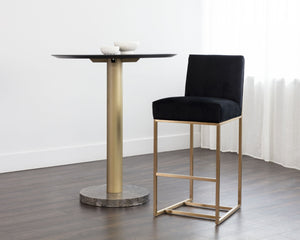 Sunpan Joyce Modern Barstool with Gold Stainless Steel Frame – Stylish Seating for Your Bar Area Cube Black