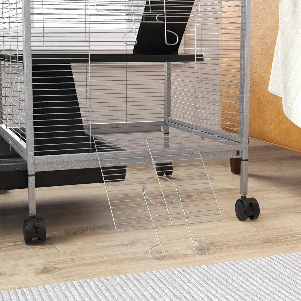 English Elm Spacious Four Tier Small Animal Cage with Rolling Wheels Hammock and Pull Out Tray T3971P436305