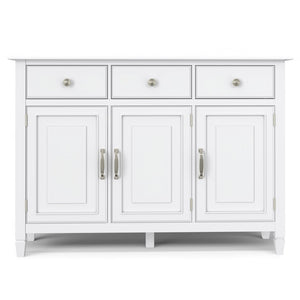 English Elm Connaught Solid Pine Entryway Cabinet White Lacquer Finish with Drawers and Shelves B136P436039