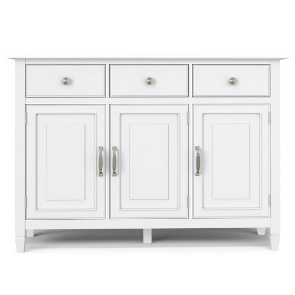 English Elm Connaught Solid Pine Entryway Cabinet White Lacquer Finish with Drawers and Shelves B136P436039