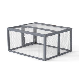 English Elm Folding Rabbit Hutch Fir Wood Galvanized Mesh Outdoor Enclosure with Secure Access W2181P363010