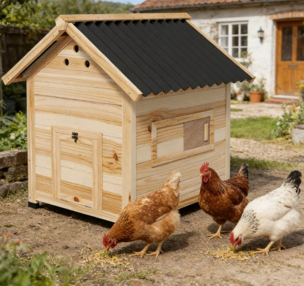 English Elm Pet Duck Coop Solid Fir Wood Backyard House with Openable Roof and Ventilation T3971P433204