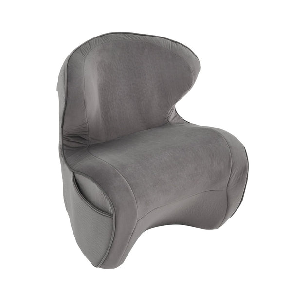 English Elm Ergonomic Floor Chair Velvet Upholstered Lumbar Support Seat for Reading Nook or Lounge Gray W1097P462003