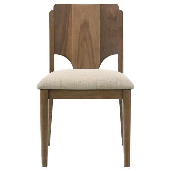 English Elm Graham Round Walnut Veneer Dining Set with X-cross Base and Cushioned Side Chairs B062S01724