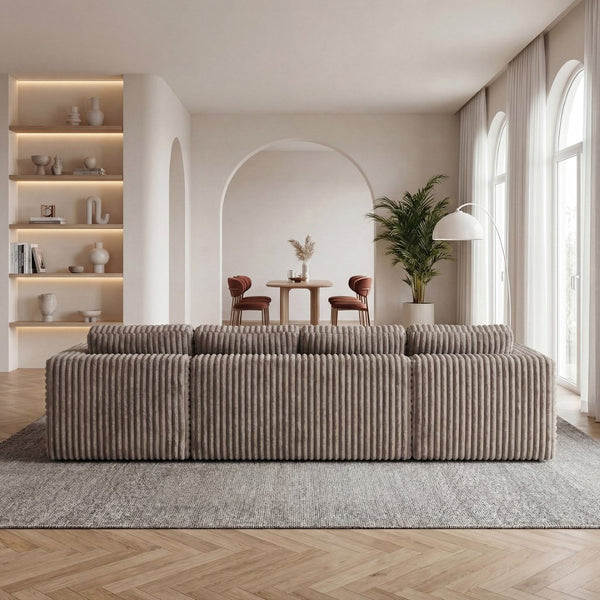 English Elm U Shape Modular Sectional Sofa Corduroy Upholstered Minimalist Living Room Couch Khaki W1919S00017