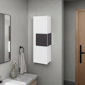 English Elm Magna Tall Narrow Wall Cabinet Three Shelves Melamine Bathroom Storage Organizer White B097P474282