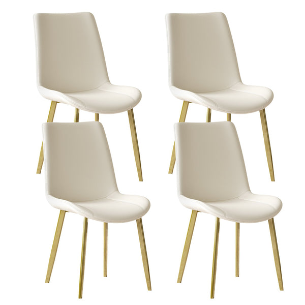 English Elm Dining Chairs Set of 2 White PU Leather with Gold Metal Legs, Ergonomic Modern Luxe Dining Seating W2700P361669