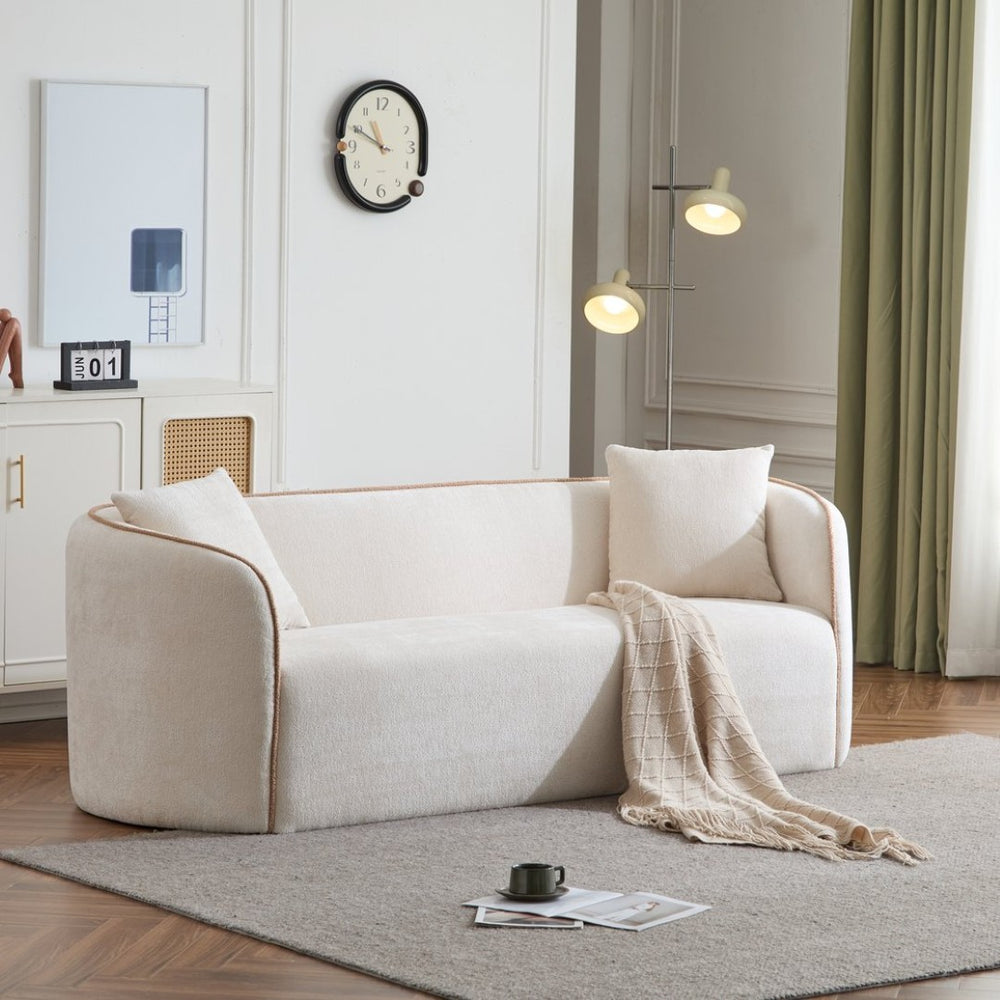 English Elm Coral Boucle Curved Sofa Sculptural Three Seater for Modern Living Spaces N773P240634S_N773P240653S