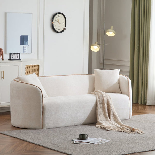 English Elm Coral Boucle Curved Sofa Sculptural Three Seater for Modern Living Spaces N773P240634S_N773P240653S