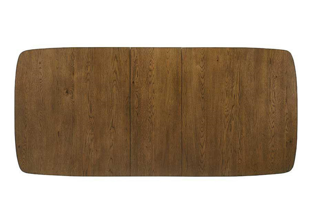 English Elm 7pc Modern Rectangular Dining Set with 8" Butterfly Leaf, Upholstered Chairs, Brown Finish, 71-79" B011S02020